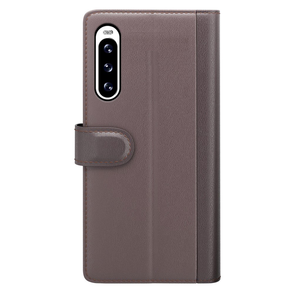 Custodia a portafoglio in vera pelle Sony Xperia 10 V, marrone