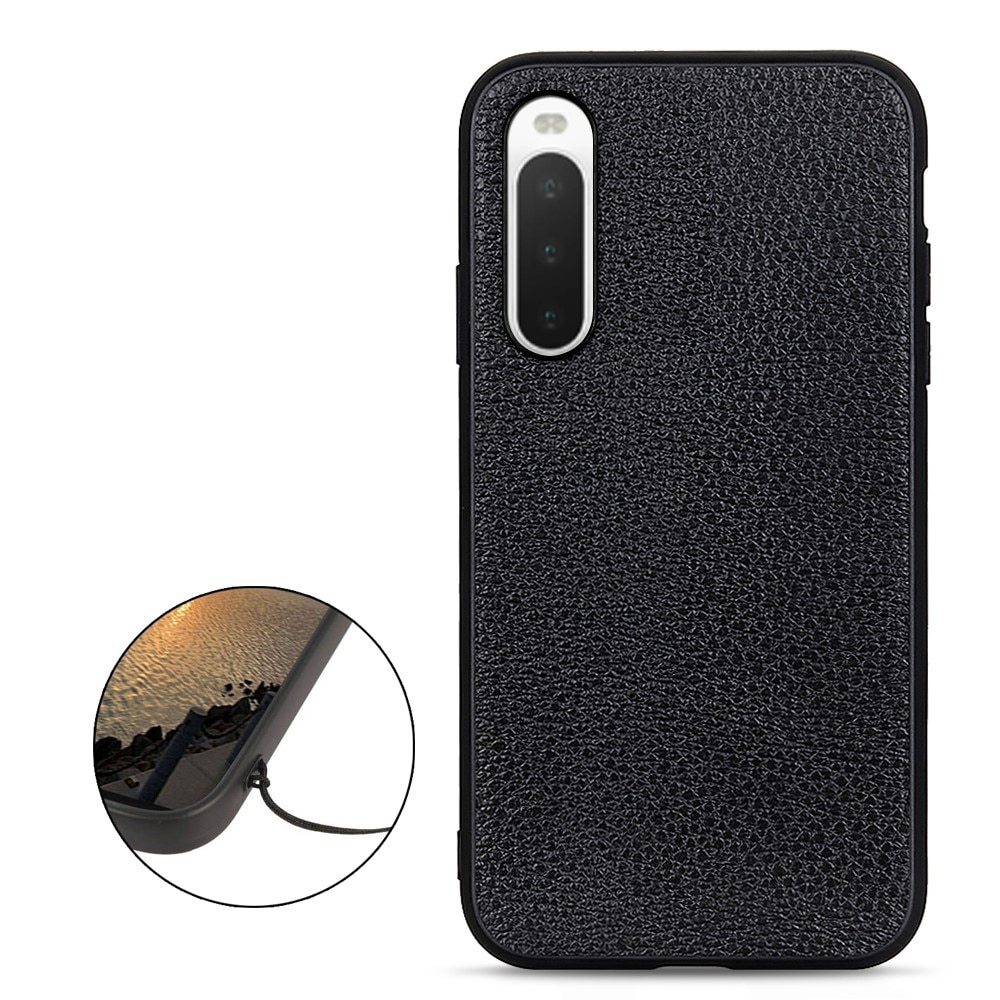 Cover ibride vera Pelle Sony Xperia 10 V nero