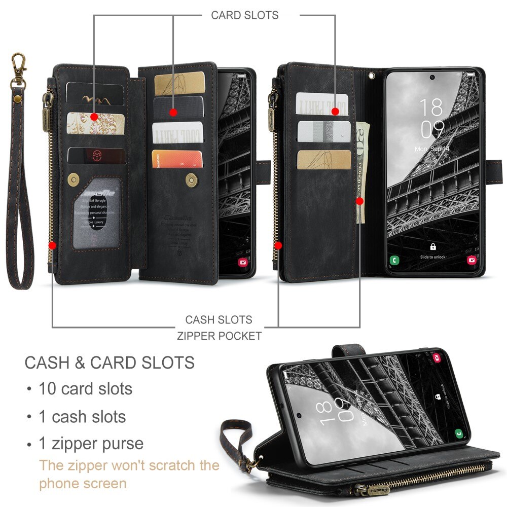Custodie a portafoglio Zipper Samsung Galaxy S23 Plus Nero
