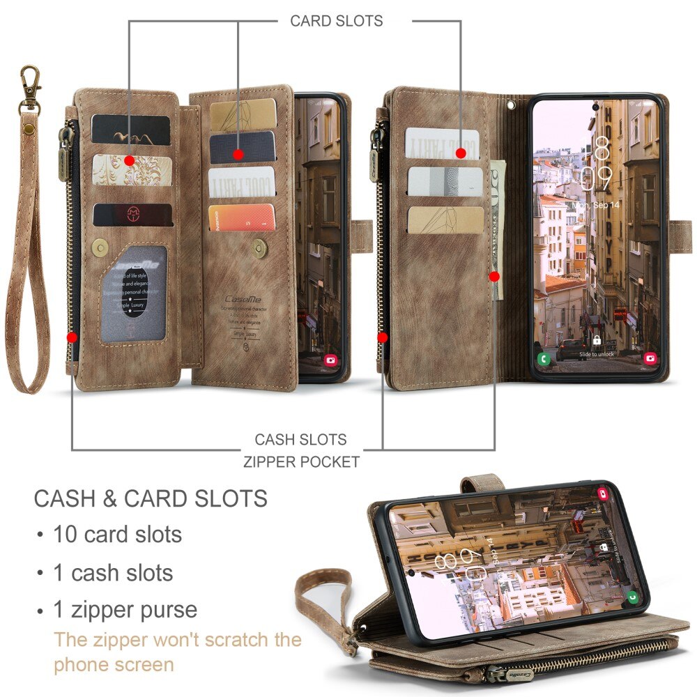 Custodie a portafoglio Zipper Samsung Galaxy S23 Plus Marrone