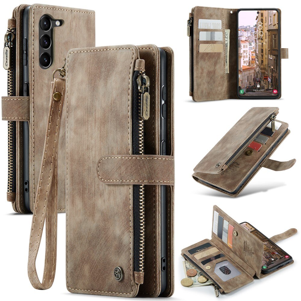 Custodie a portafoglio Zipper Samsung Galaxy S24 Plus marrone