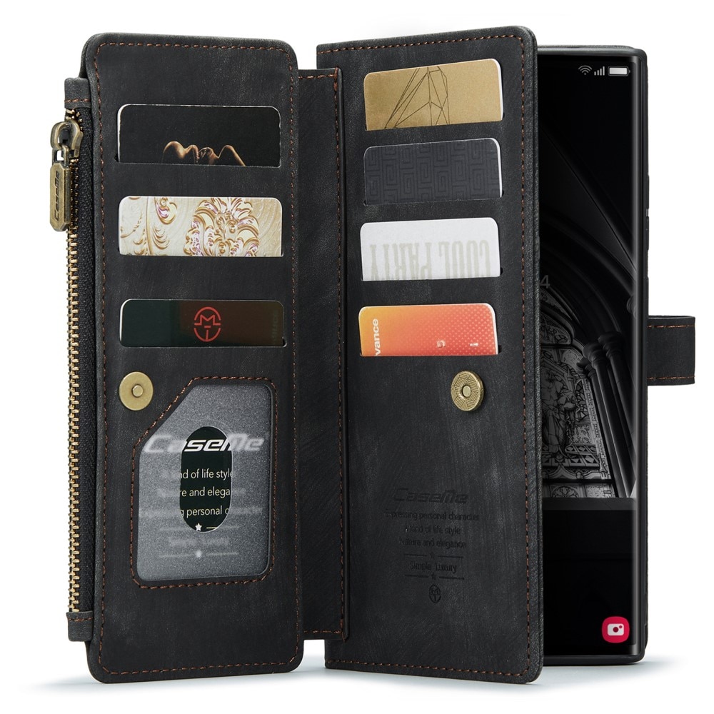 Custodie a portafoglio Zipper Samsung Galaxy S23 Ultra nero