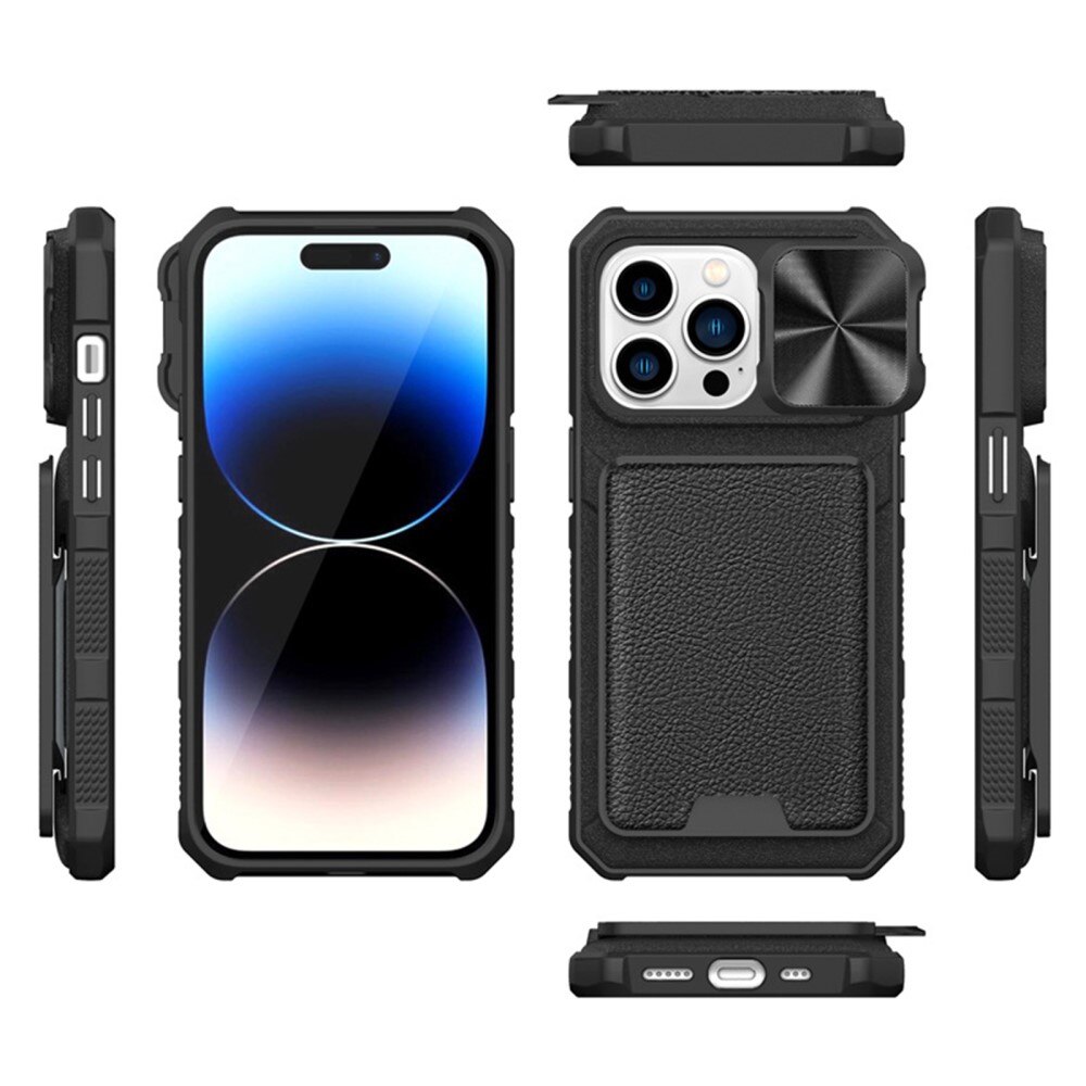 Cover ibride Protezione fotocamera+Portacarte iPhone 14 Pro nero