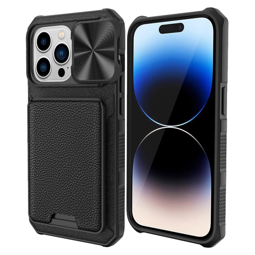 Cover ibride Protezione fotocamera+Portacarte iPhone 14 Pro nero