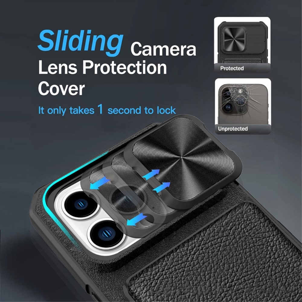 Cover ibride Protezione fotocamera+Portacarte iPhone 14 Pro nero