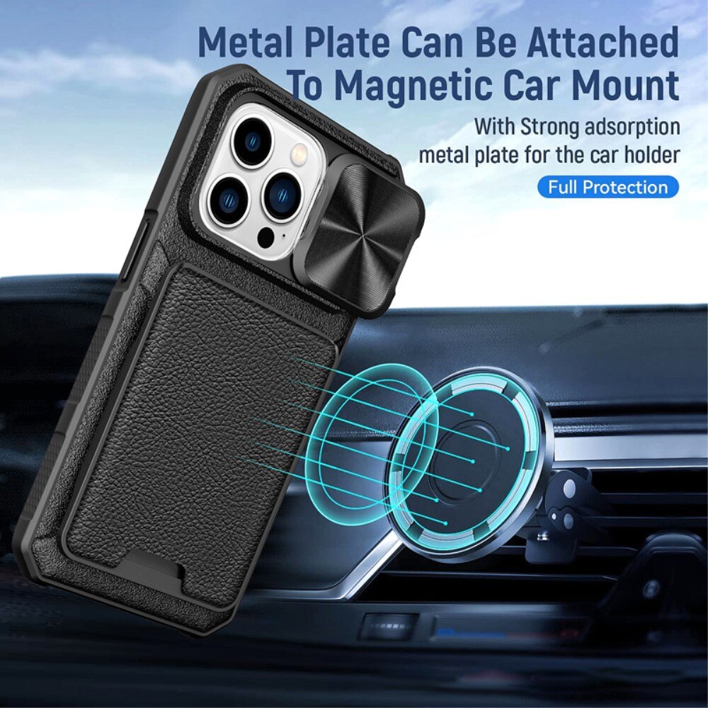 Cover ibride Protezione fotocamera+Portacarte iPhone 14 Pro nero