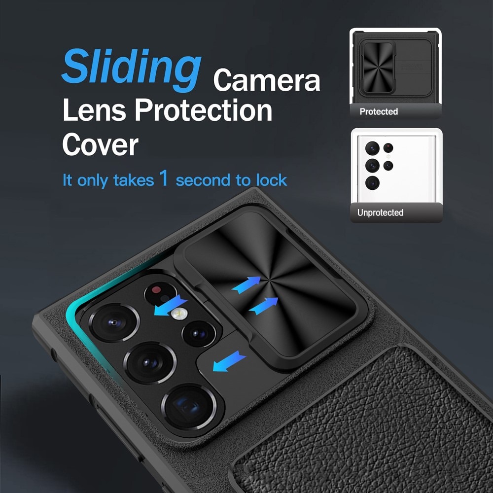 Cover ibride Protezione fotocamera+Portacarte Samsung Galaxy S23 Ultra nero