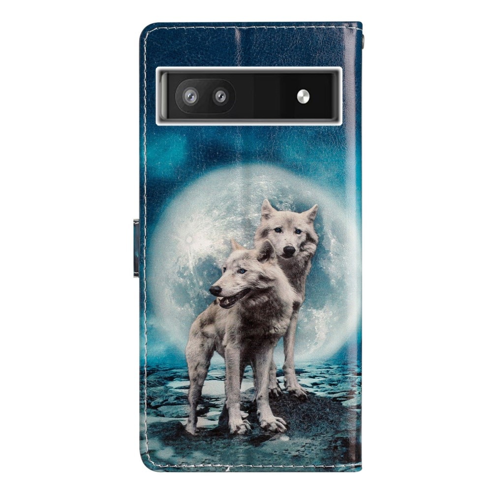 Cover portafoglio Google Pixel 6a lupi