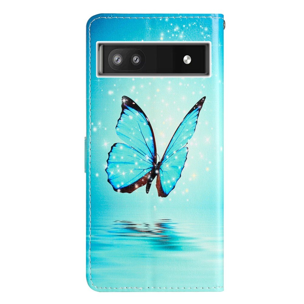 Cover portafoglio Google Pixel 6a farfalle blu