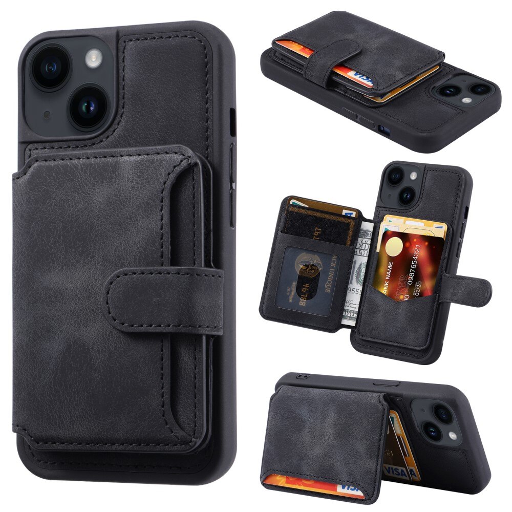 Cover con portacarte Multi-slot anti-RFID iPhone 14 nero