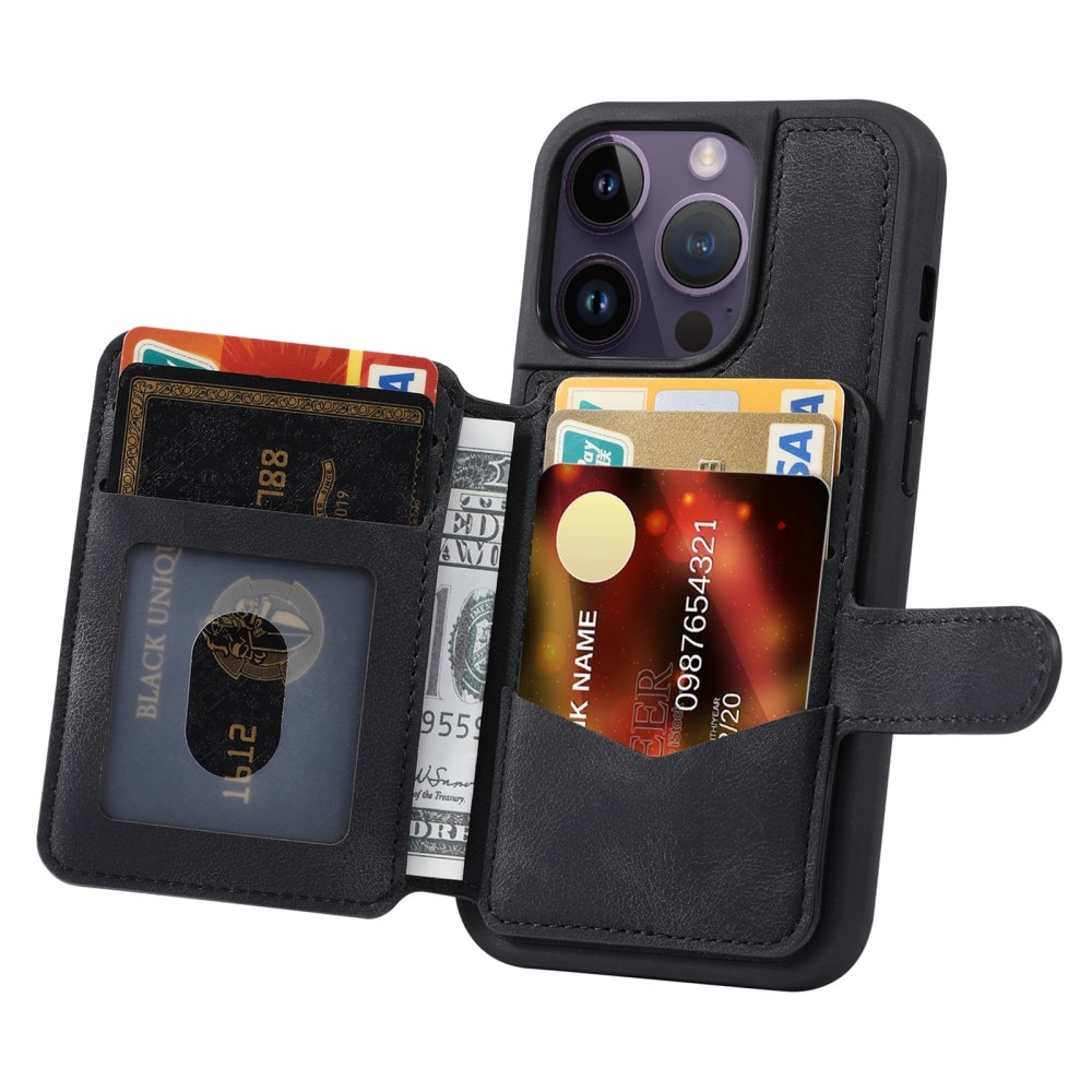 Cover con portacarte Multi-slot anti-RFID iPhone 13 Pro nero