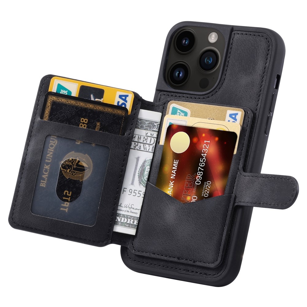 Cover con portacarte Multi-slot anti-RFID iPhone 14 Pro Max nero