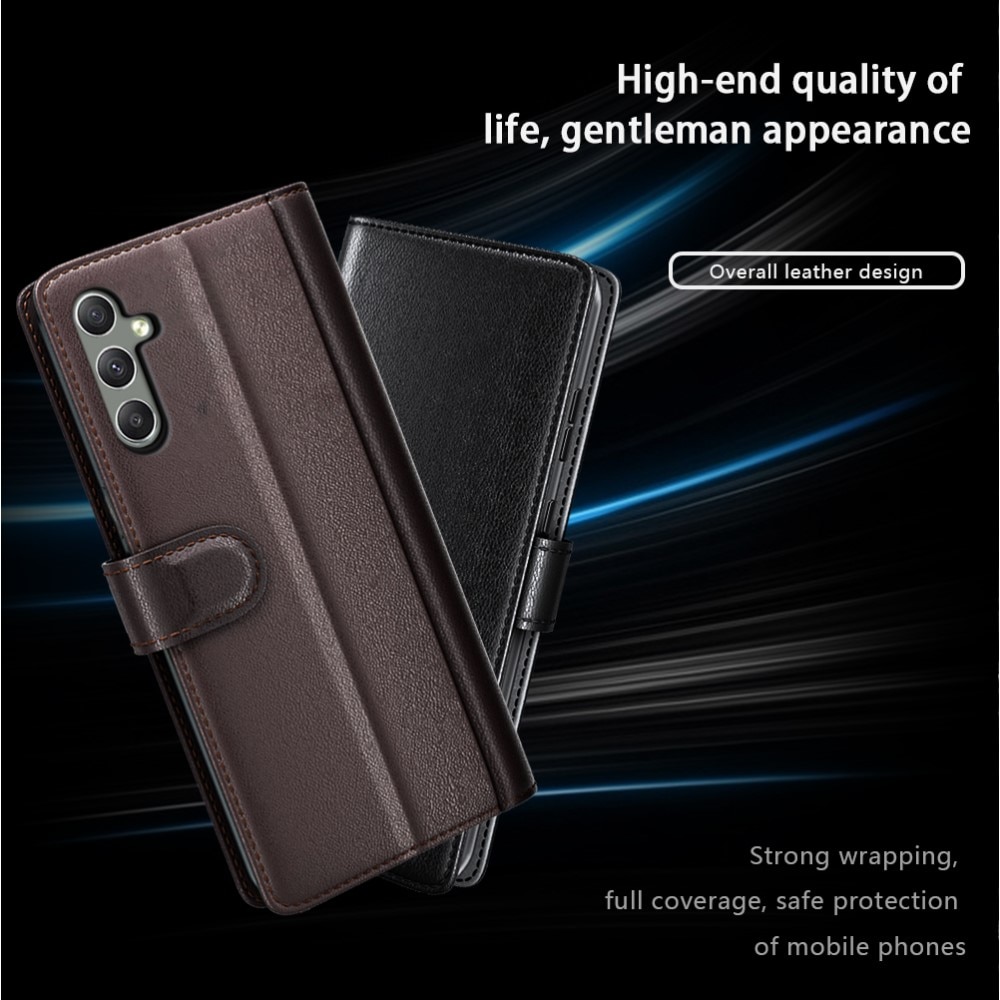 Custodia a portafoglio in vera pelle Samsung Galaxy A24, nero