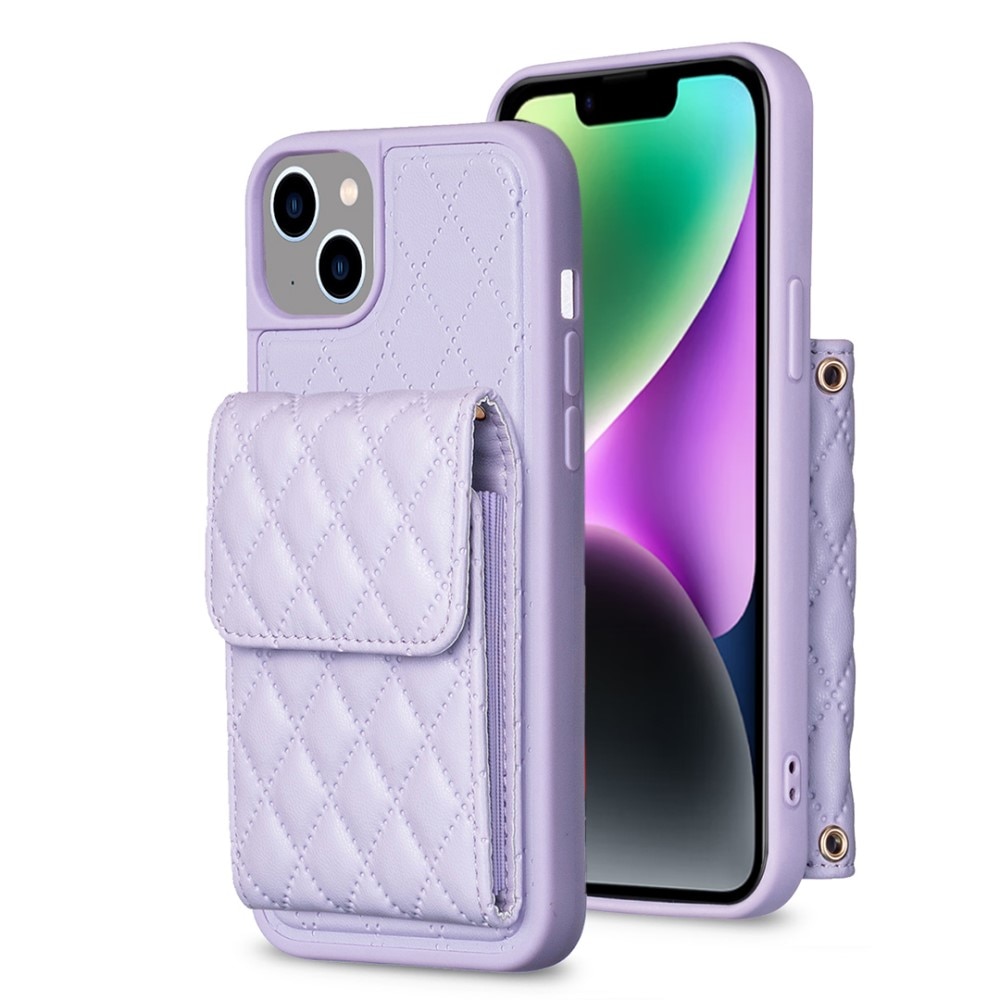 Cover con portacarte Quilted iPhone 13 viola