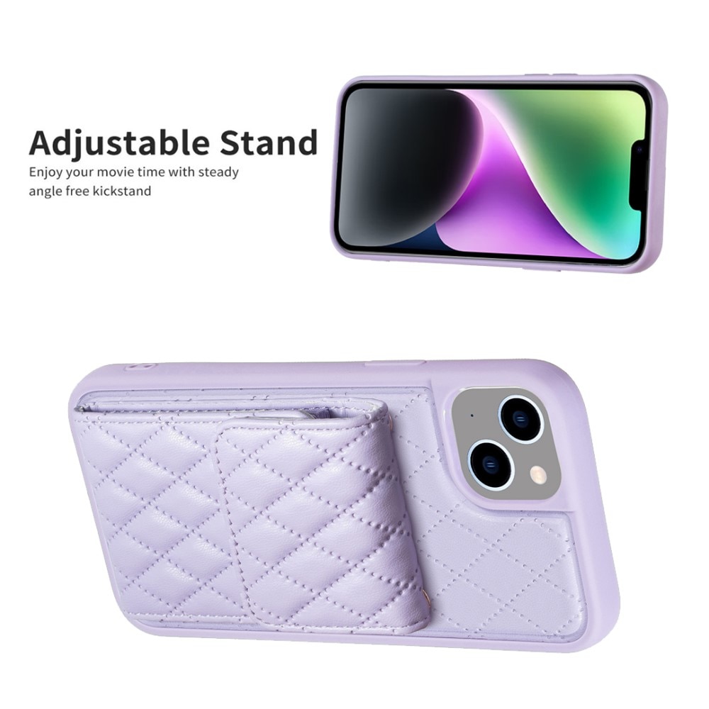 Cover con portacarte Quilted iPhone 14 viola
