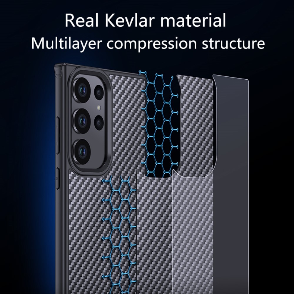 Cover ibride Kevlar MagSafe Samsung Galaxy S23 Ultra fibra di carbonio