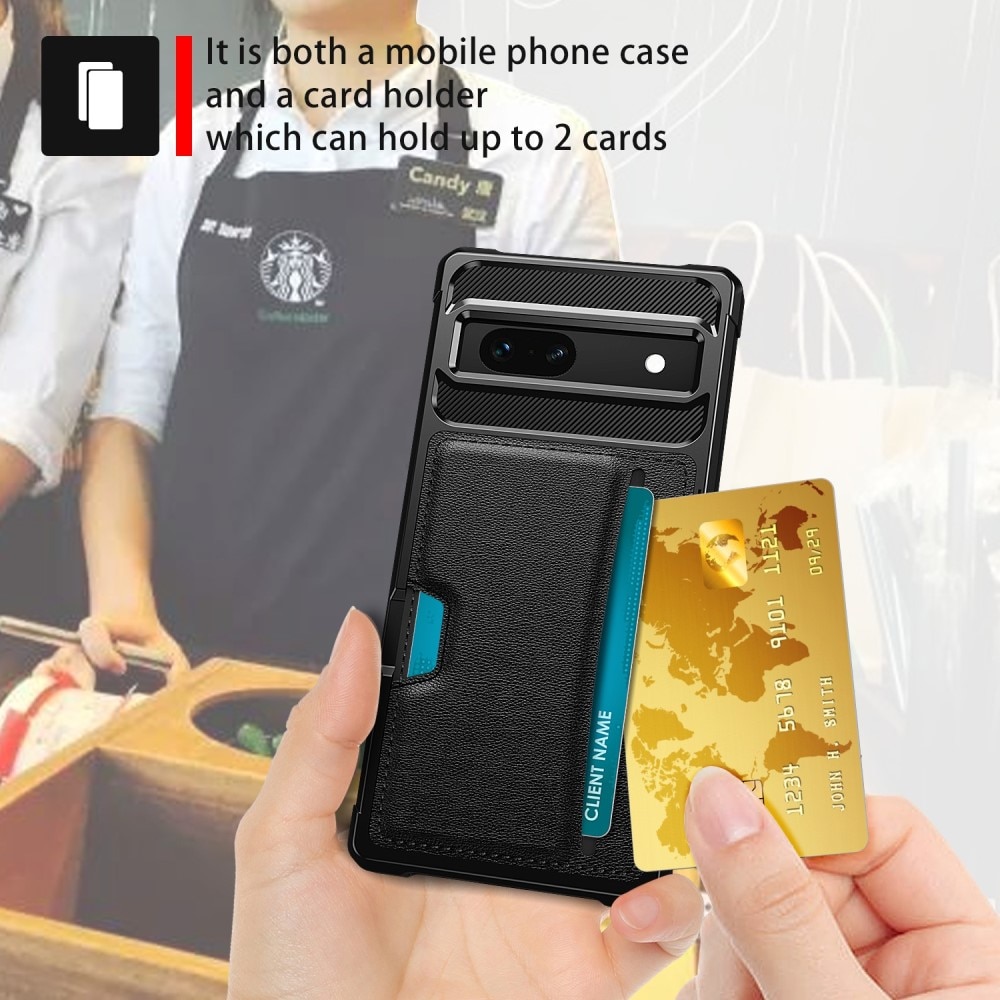 Cover Tough Card Case Google Pixel 7a nero