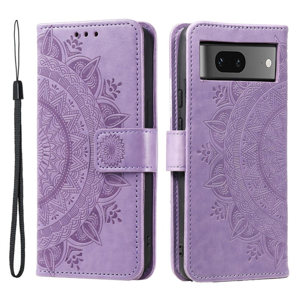 Custodia in pelle Mandala Google Pixel 8 viola