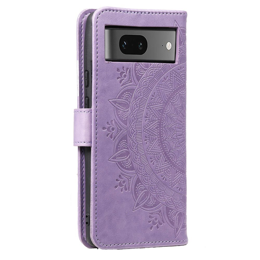 Custodia in pelle Mandala Google Pixel 8 viola