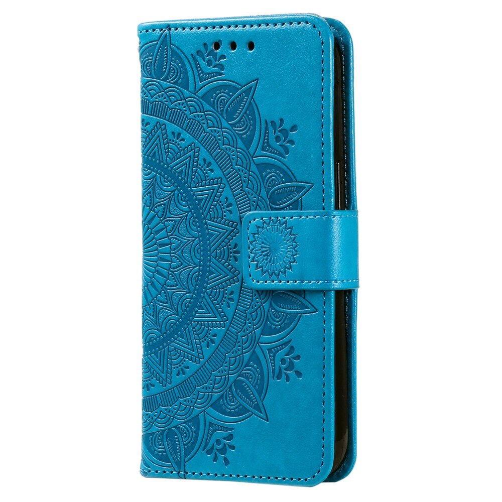 Custodia in pelle Mandala Google Pixel 8 blu