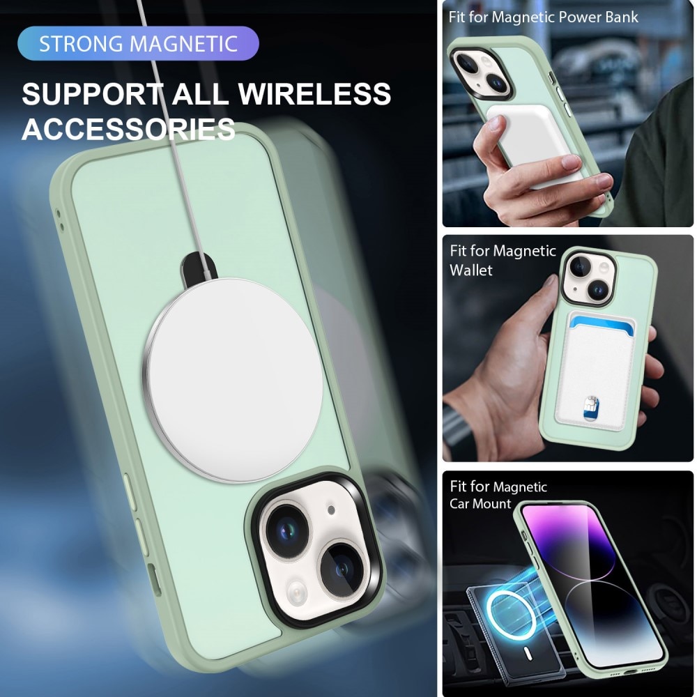 Cover ibride con MagSafe Ring iPhone 14 verde chiaro