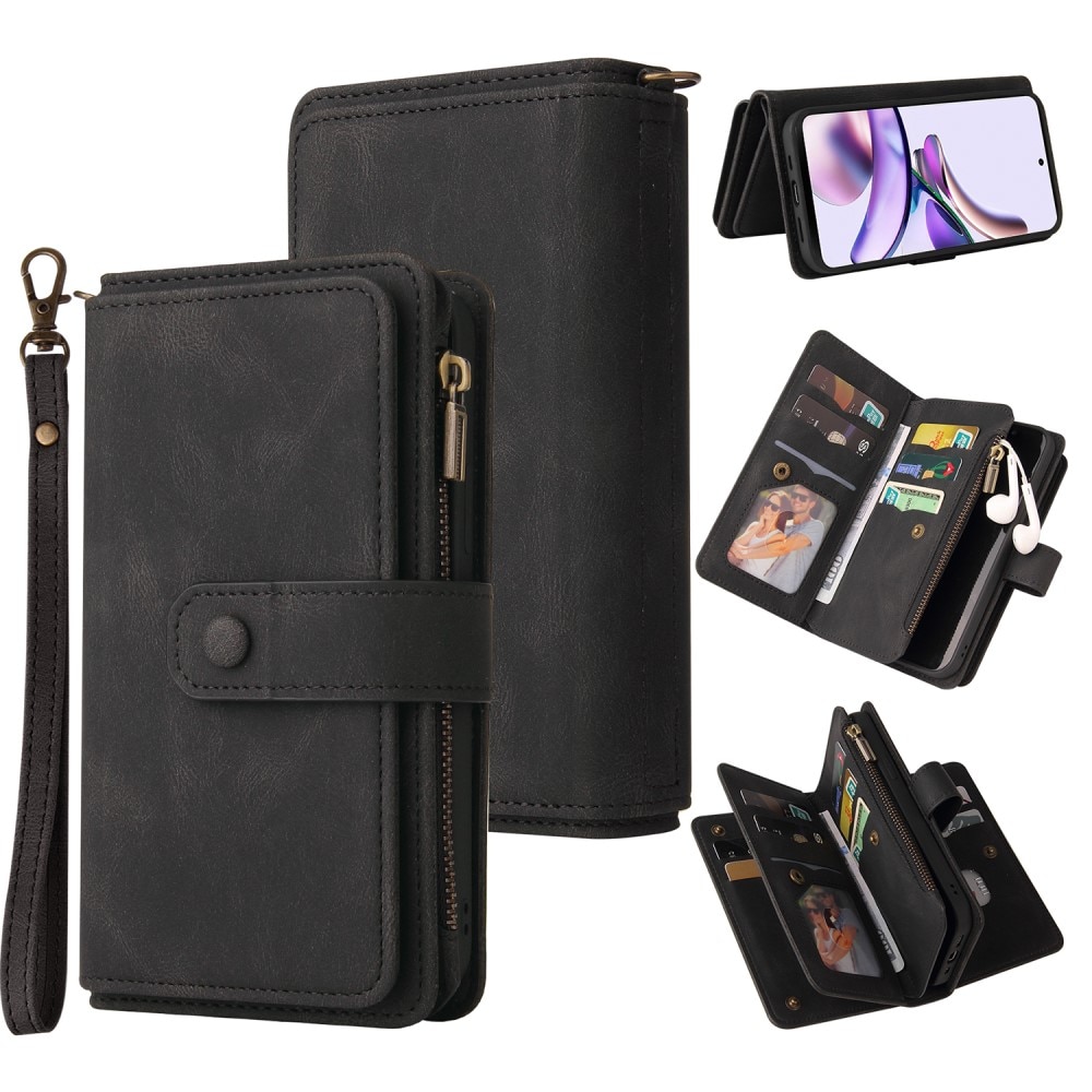 Leather Multi Wallet Motorola Moto G13 nero