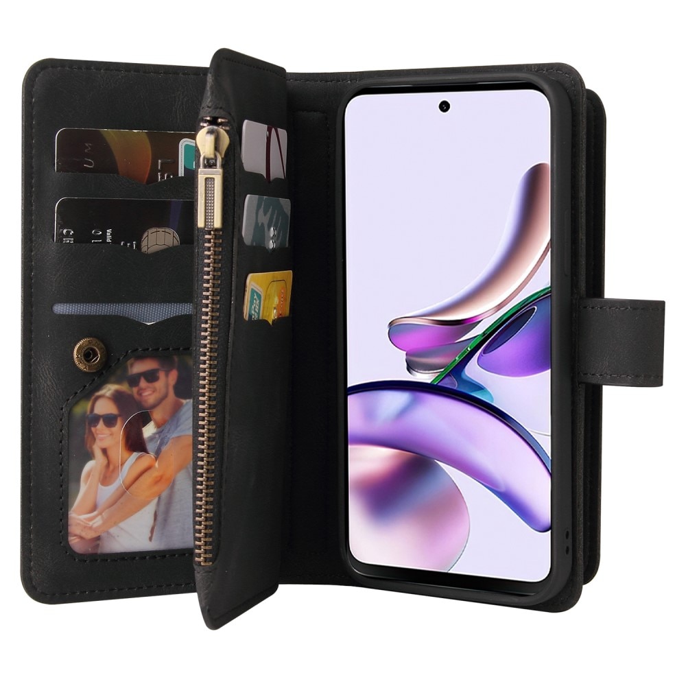 Leather Multi Wallet Motorola Moto G53 nero