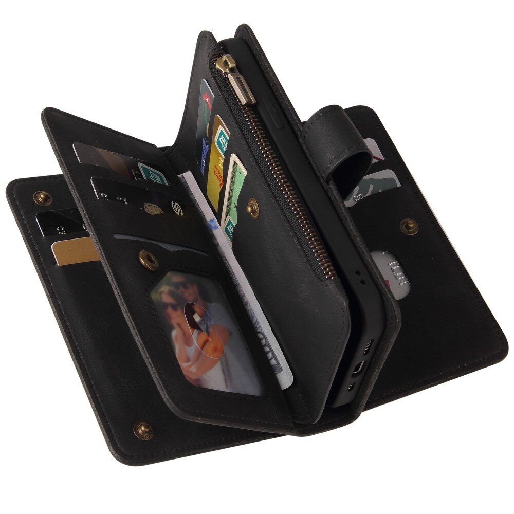 Leather Multi Wallet Motorola Moto G53 nero