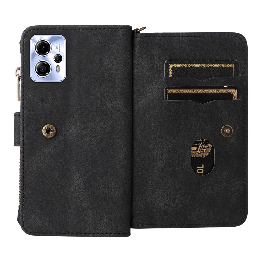 Leather Multi Wallet Motorola Moto G23 nero