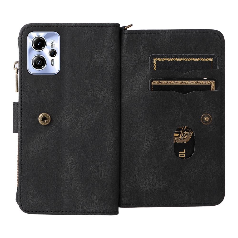 Leather Multi Wallet Motorola Moto G53 nero