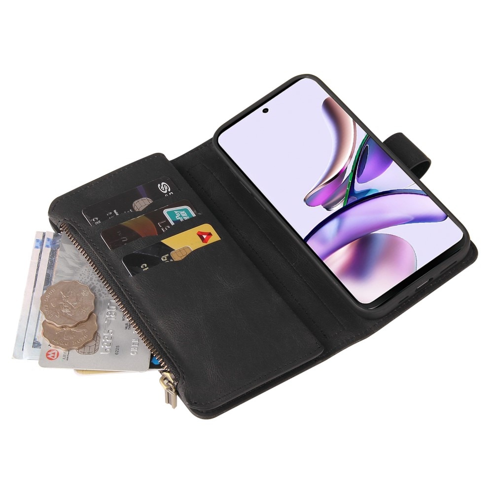 Leather Multi Wallet Motorola Moto G53 nero