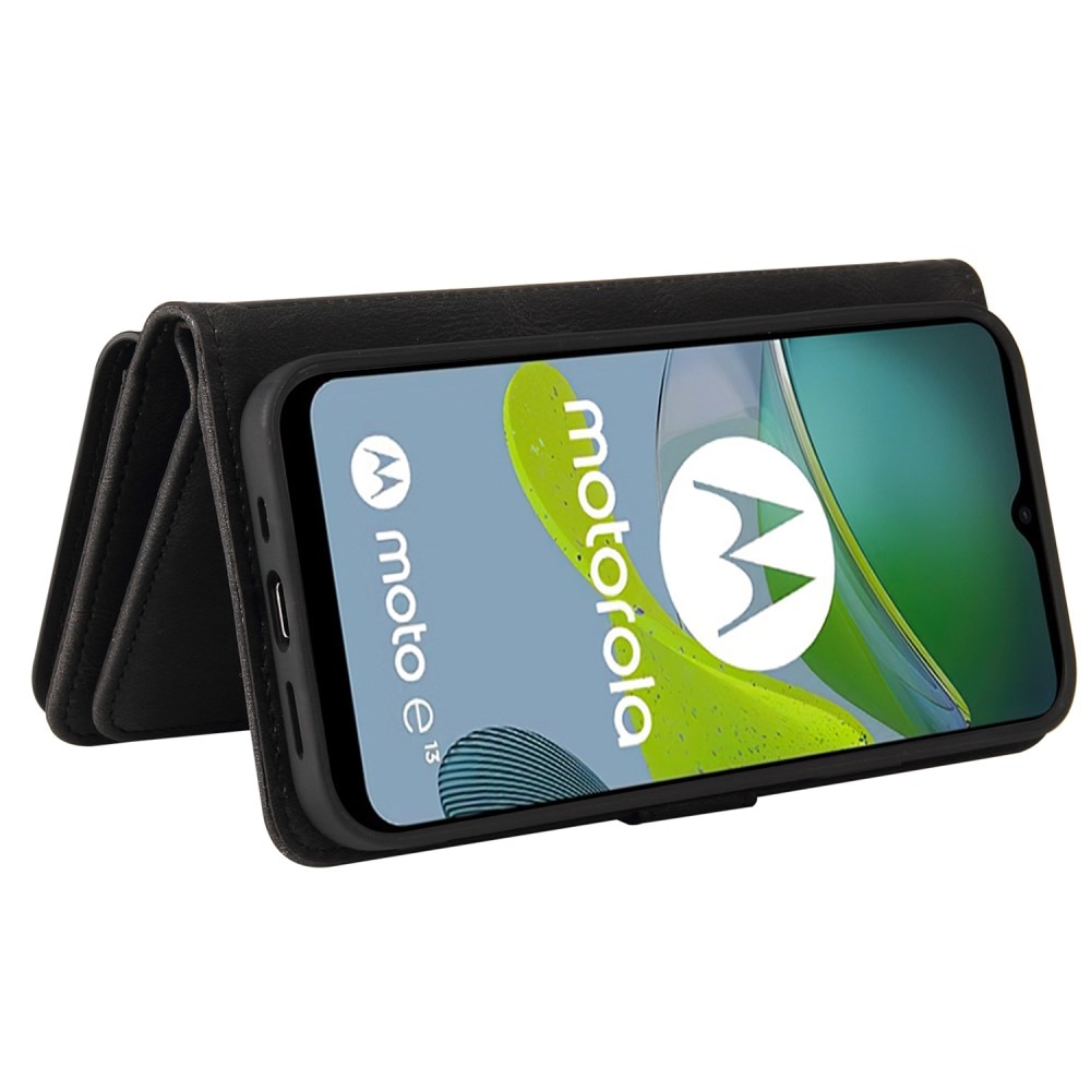 Leather Multi Wallet Motorola Moto E13 nero