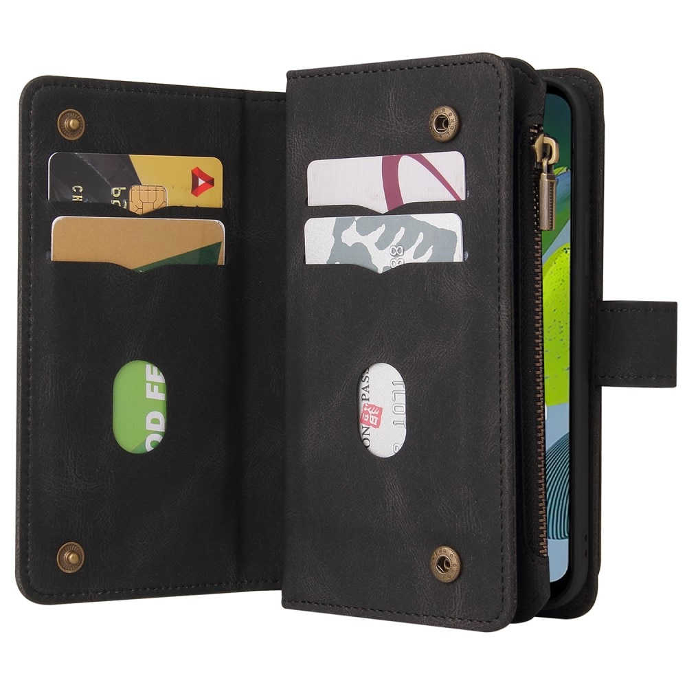 Leather Multi Wallet Motorola Moto E13 nero