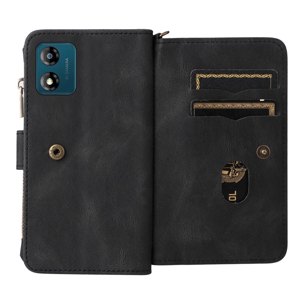 Leather Multi Wallet Motorola Moto E13 nero