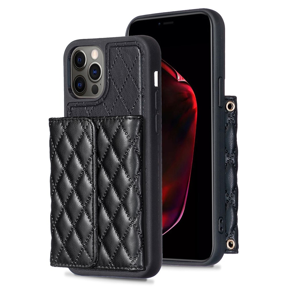 Cover con portacarte laterale Quilted iPhone 12/12 Pro nero