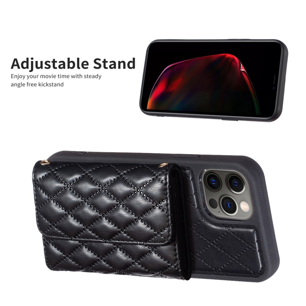 Cover con portacarte laterale Quilted iPhone 12/12 Pro nero