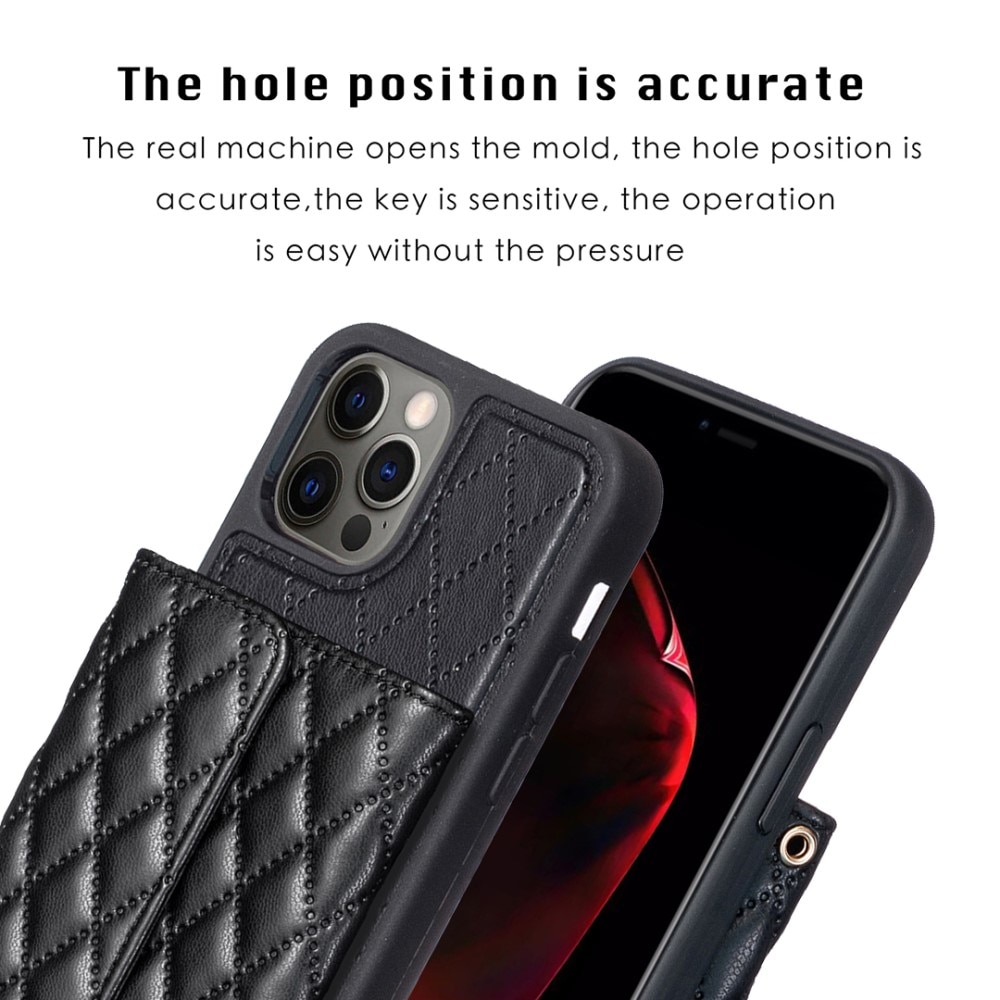 Cover con portacarte laterale Quilted iPhone 12/12 Pro nero