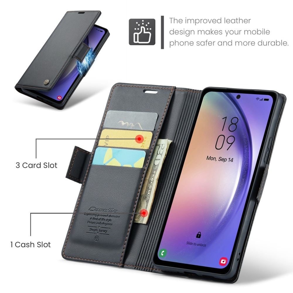 Custodie a portafoglio sottili anti-RFID Samsung Galaxy A54 Nero
