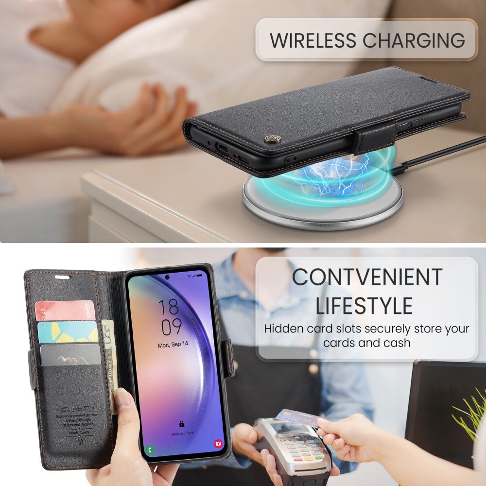 Custodie a portafoglio sottili anti-RFID Samsung Galaxy A54 Nero
