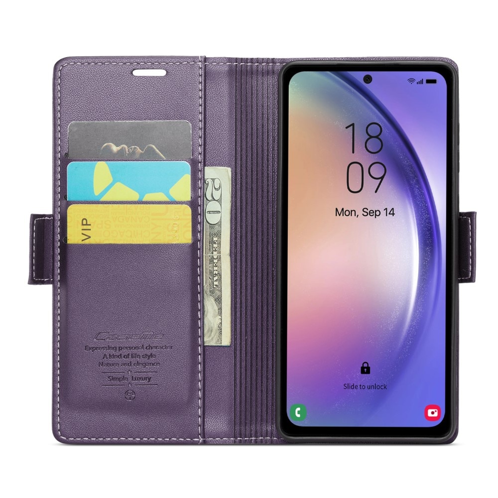 Custodie a portafoglio sottili anti-RFID Samsung Galaxy A54 viola