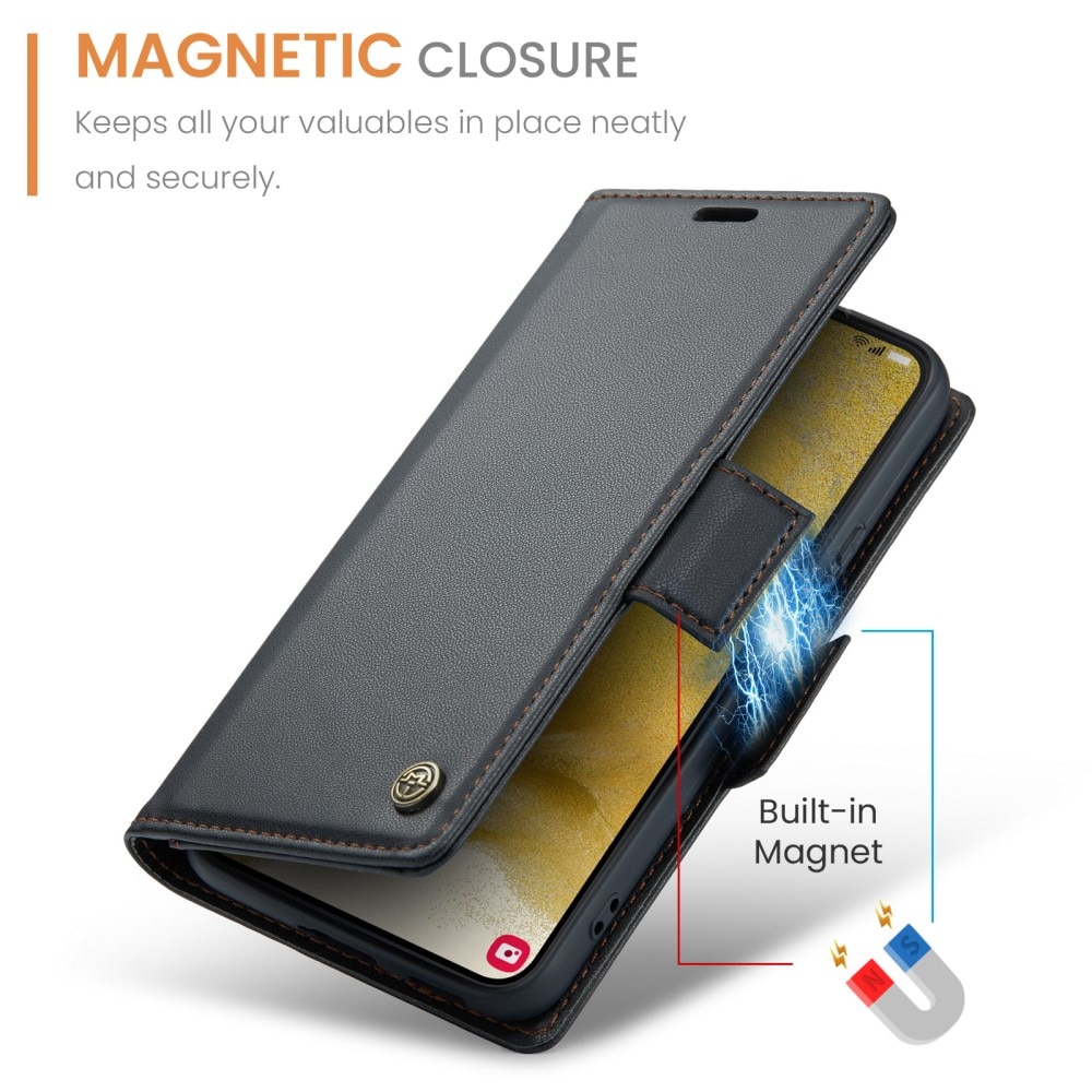 Custodie a portafoglio sottili anti-RFID Samsung Galaxy S22 nero