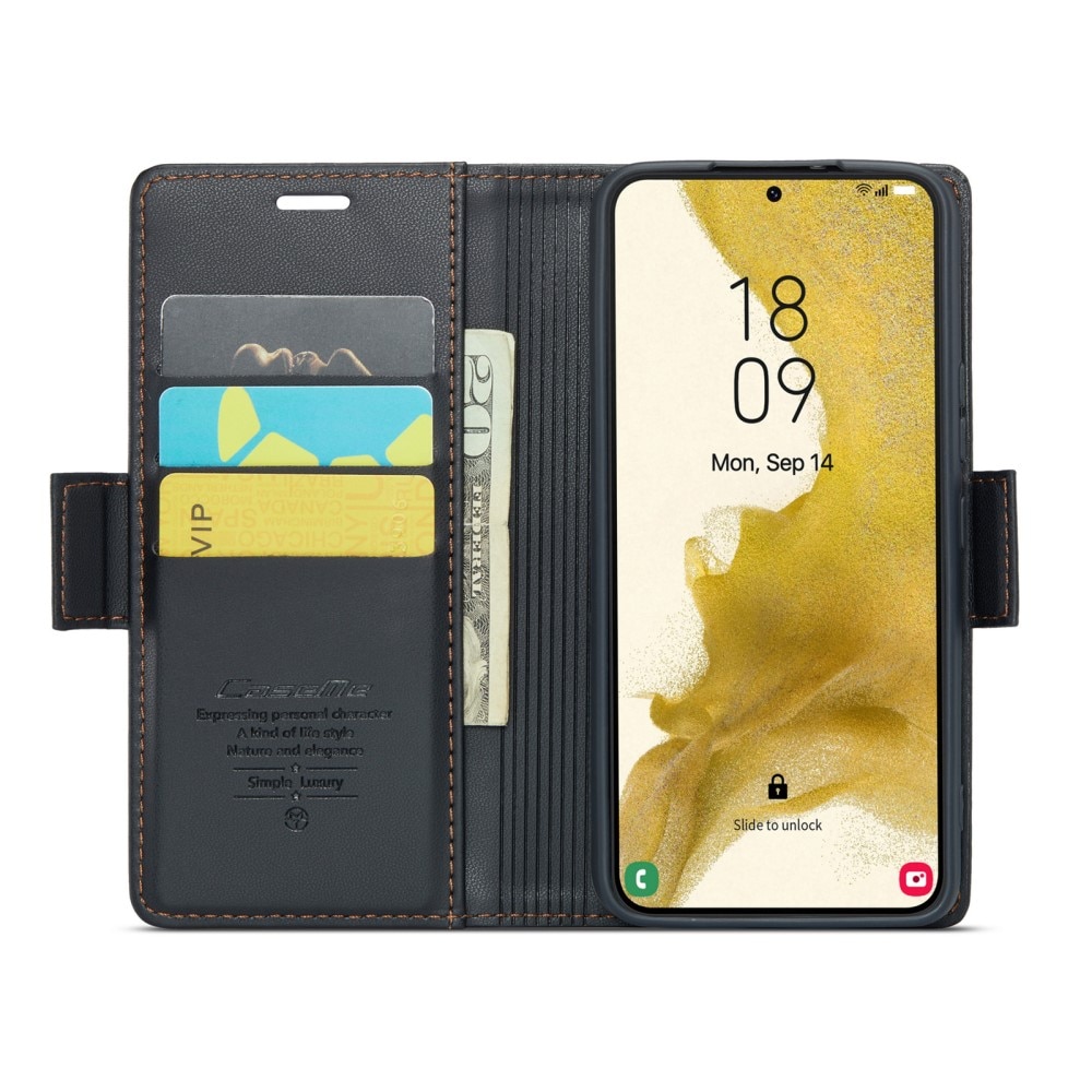 Custodie a portafoglio sottili anti-RFID Samsung Galaxy S22 Plus nero