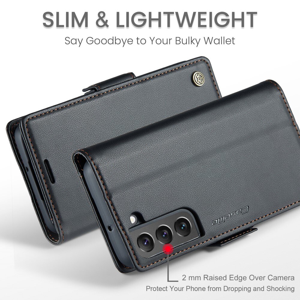 Custodie a portafoglio sottili anti-RFID Samsung Galaxy S22 nero