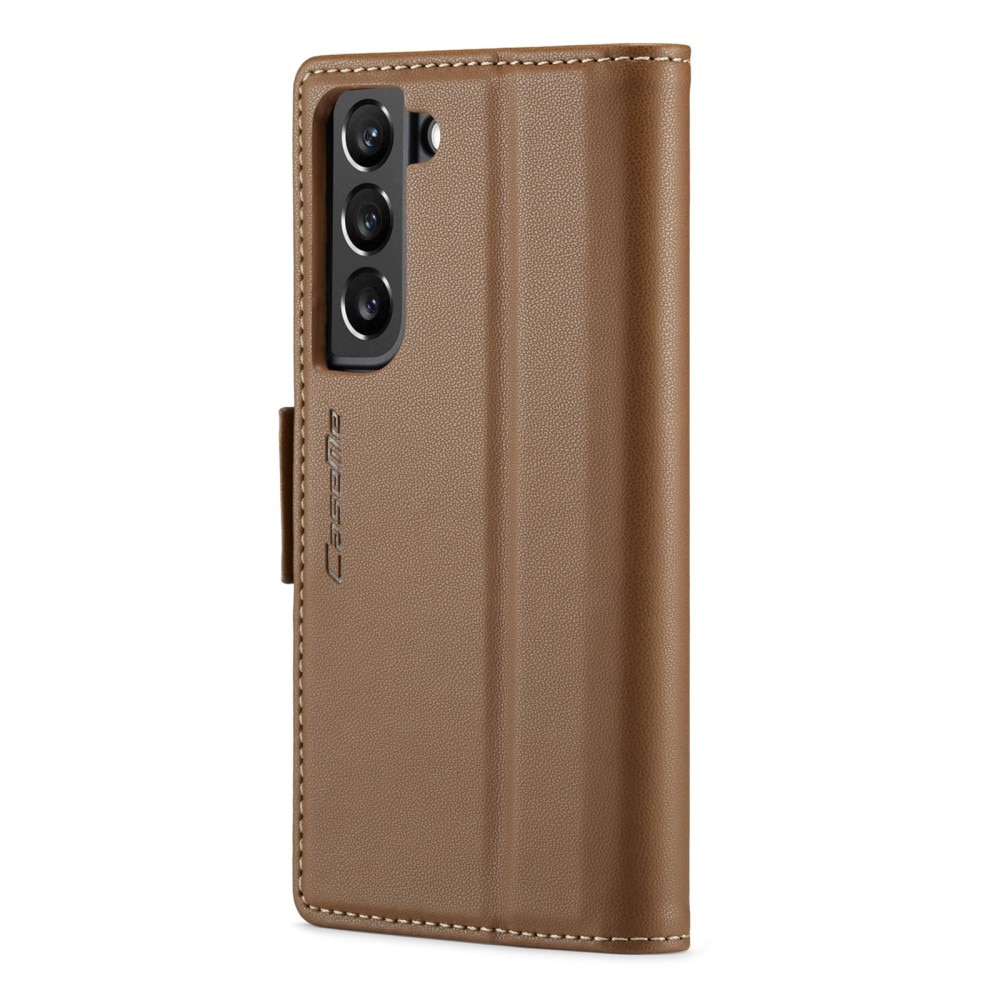 Custodie a portafoglio sottili anti-RFID Samsung Galaxy S22 marrone