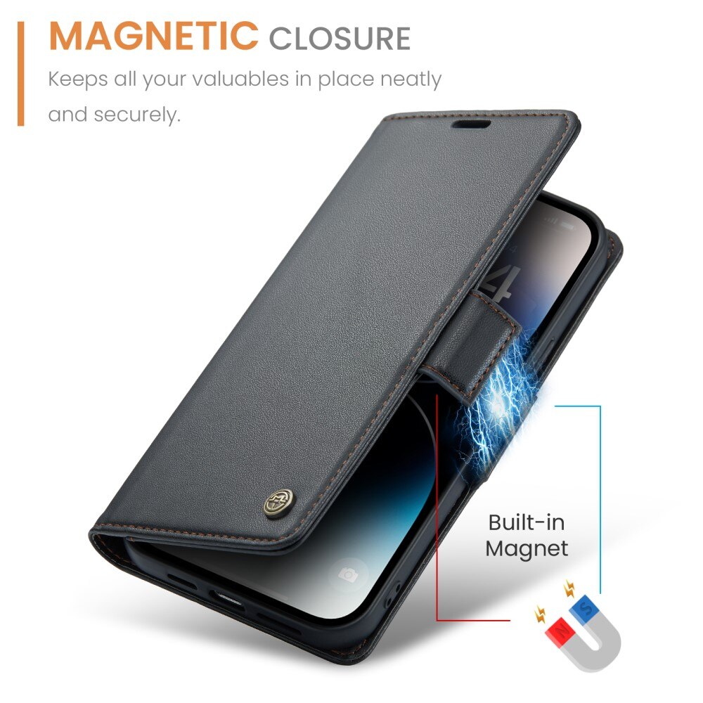 Custodie a portafoglio sottili anti-RFID Apple iPhone 14 Pro Nero
