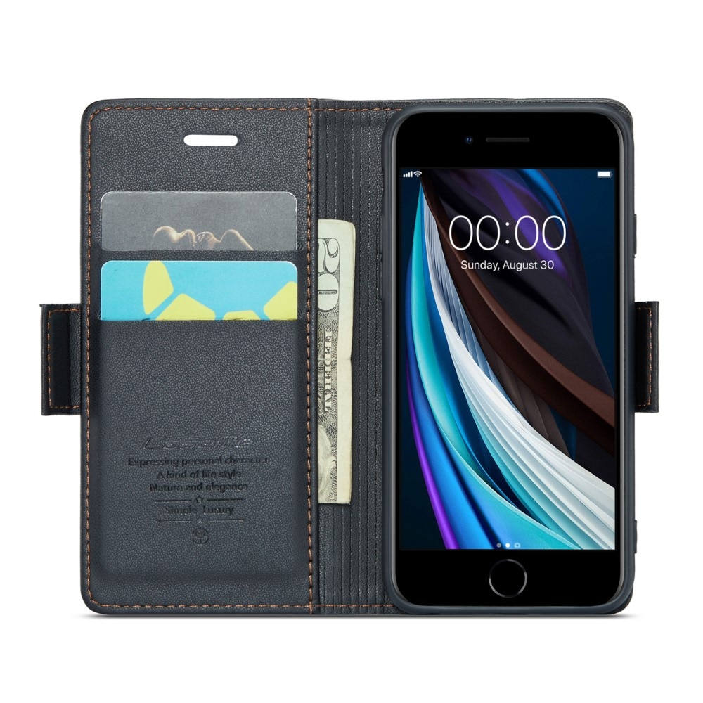 Custodie a portafoglio sottili anti-RFID iPhone 8 nero