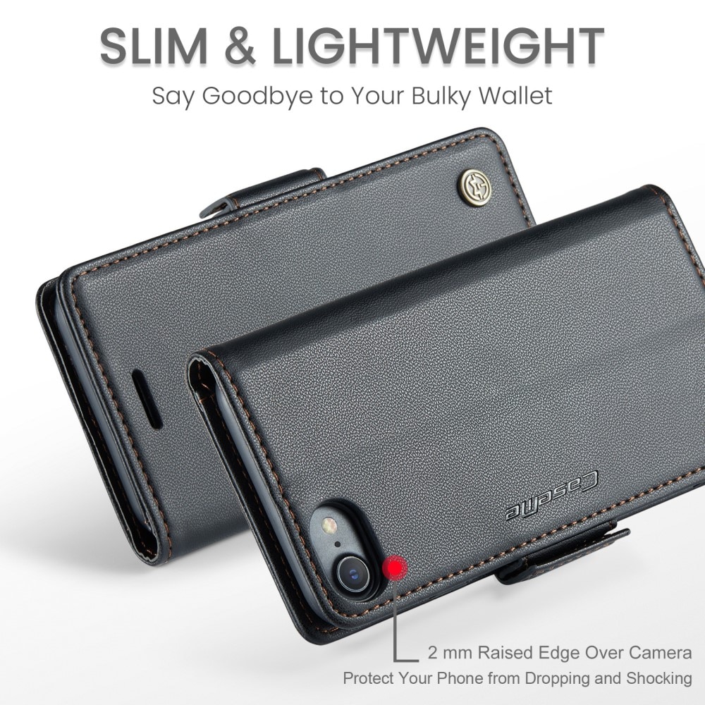 Custodie a portafoglio sottili anti-RFID iPhone SE (2020) nero