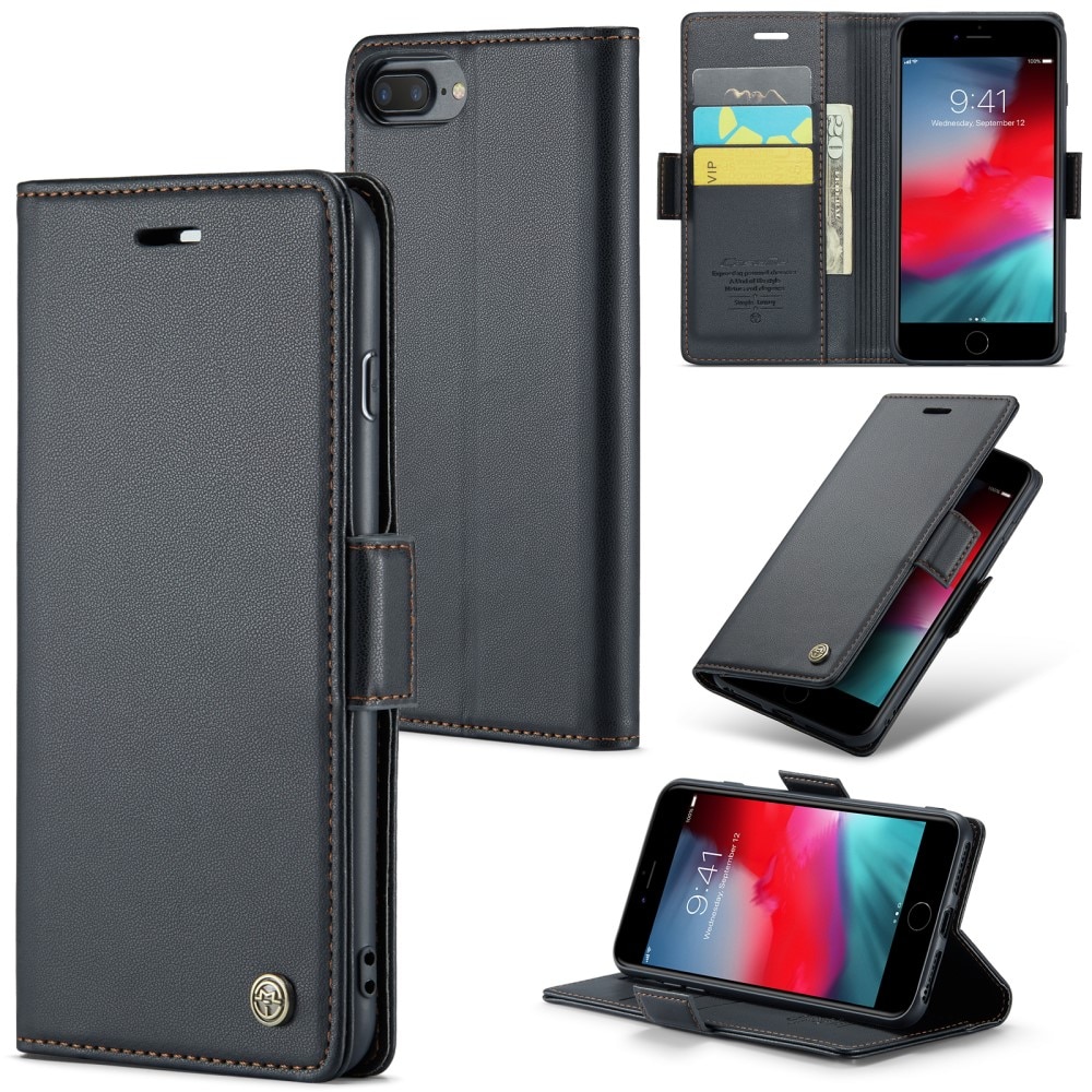 Custodie a portafoglio sottili anti-RFID iPhone 7 Plus/8 Plus nero