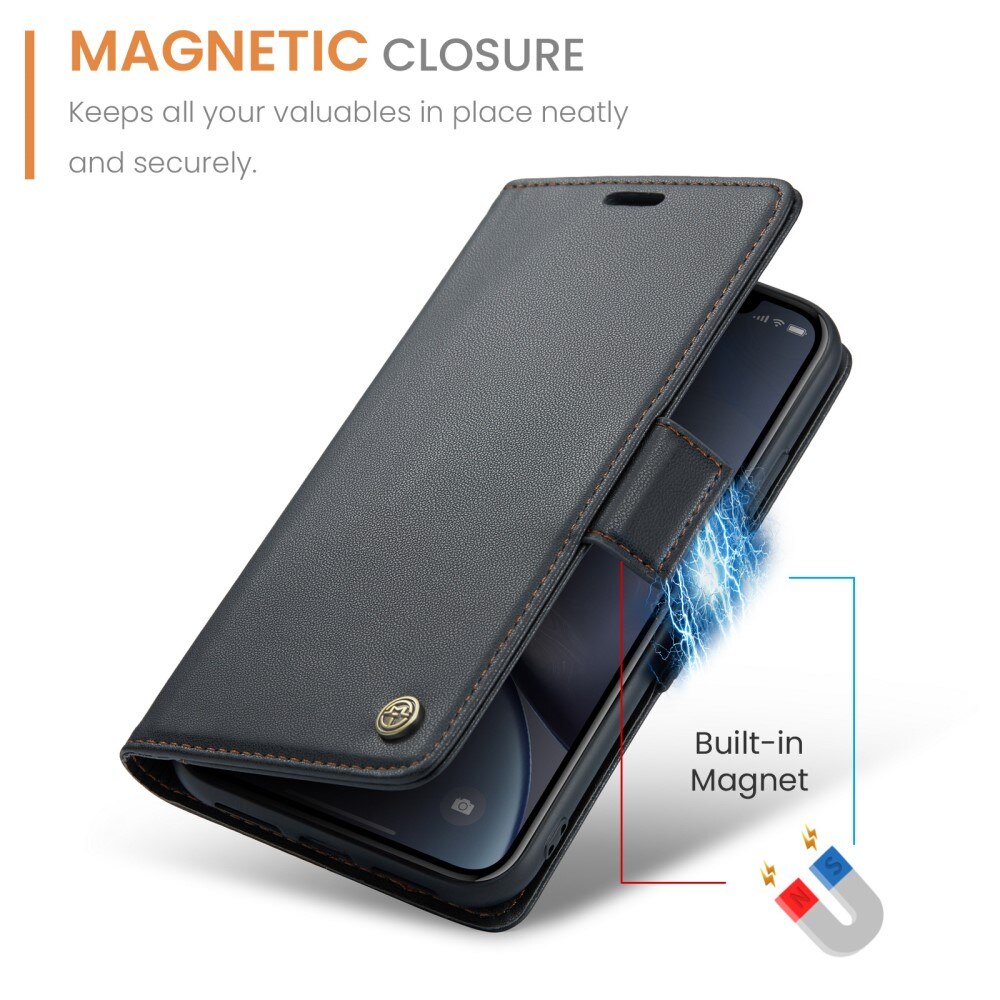 Custodie a portafoglio sottili anti-RFID iPhone Xr Nero