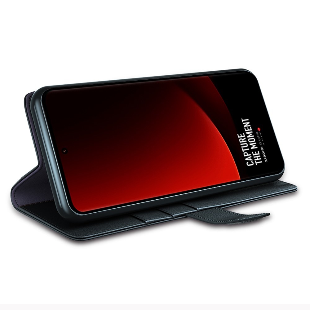 Custodia a portafoglio in vera pelle Xiaomi 13 Ultra, nero
